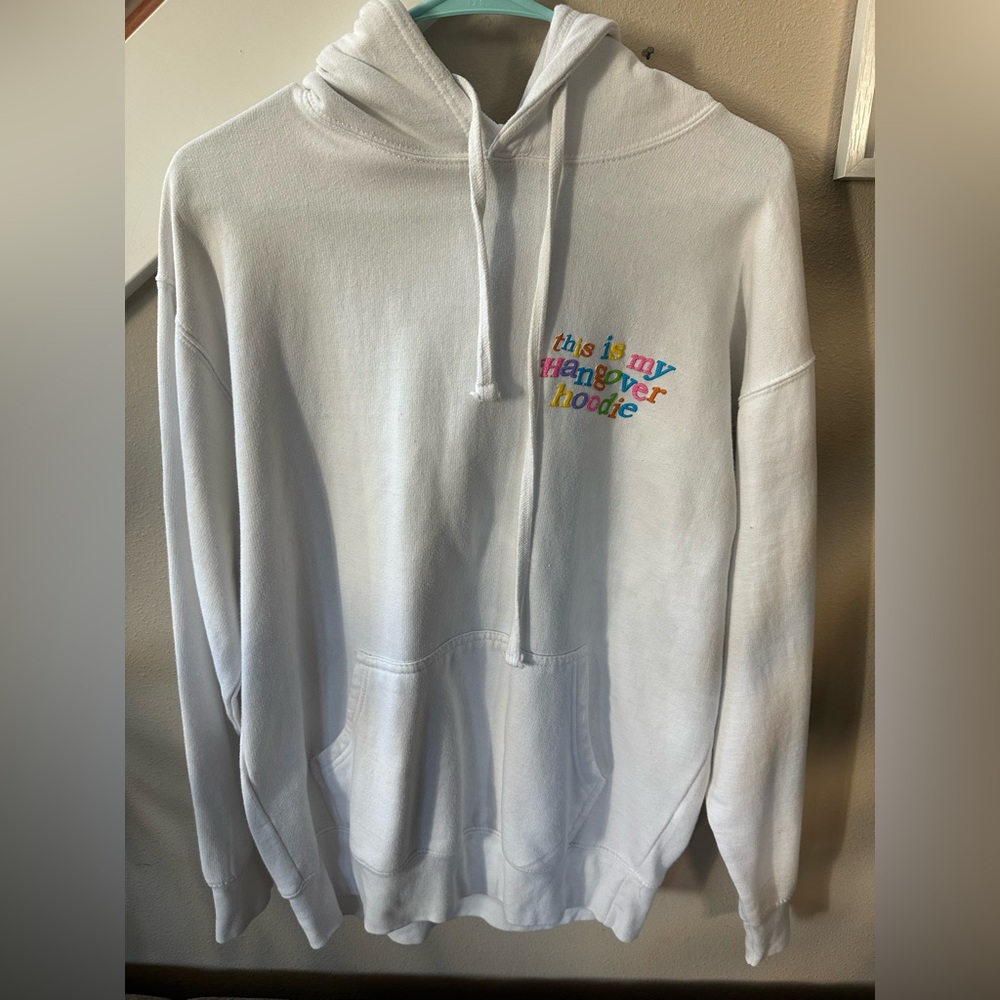 Boohooman White Hoodie with Colorful Text Design in Small